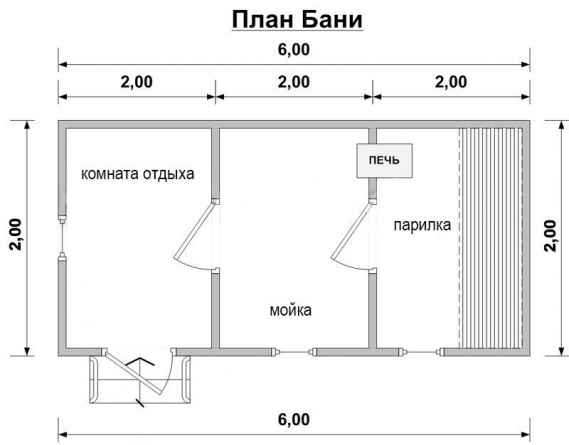Каркасная баня 2х6                 